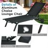 6-Position Adjustable Fabric Outdoor Patio Recliner Chair - Black