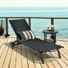 6-Position Adjustable Fabric Outdoor Patio Recliner Chair - Black