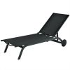 6-Position Adjustable Fabric Outdoor Patio Recliner Chair - Black