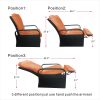 Outdoor Recliner Chair;  Automatic Adjustable Wicker Lounge Recliner Chair with 5.12'' Thicken Cushion - Orange - Brown Wicker