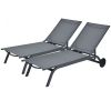 6-Position Adjustable Fabric Outdoor Patio Recliner Chair - Gray