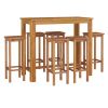 7 Piece Patio Dining Set Solid Wood Acacia - Brown