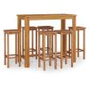 7 Piece Patio Dining Set Solid Wood Acacia - Brown