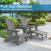 Adirondack Chair Lawn Outdoor Fire Pit Chairs Adirondack Chairs Weather Resistant/Adirondack Retractable Ottoman - Gray