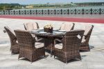 Direct Wicker Patio Wicker 7 Piece Oval Dining Set-Gray - Dark Color