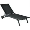 6-Position Adjustable Fabric Outdoor Patio Recliner Chair - Black