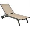 6-Position Adjustable Fabric Outdoor Patio Recliner Chair - Brown