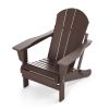 Folding Adirondack Chair;  Fire Pit Chair; Patio Outdoor Chairs All-Weather Proof HDPE Resin for BBQ Beach Deck Garden Lawn Backyard-Navy Blue - Brown