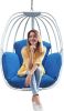 Aluminum Egg Chair; Hanging Swing Chair with Thickness Cushion for Indoor; Outdoor; Garden; Patio - Blue