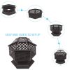 22" Hexagonal Shaped Iron Brazier Wood Burning Fire Pit Decoration for Backyard Poolside-dk - Cast Iron