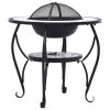 Mosaic Fire Pit Table Blue and White 26.8" Ceramic - Blue