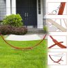 10.5ft Hammock with Wood Stand, Heavy Duty Roman Arc Pine Hammock Frame Hammock for Patio Backyard Balcony Porch, Amber Yellow & White RT - White