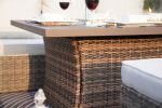 Elegant PE Wicker and Aluminium Patio Dining Fire Pit Table - Rectangular