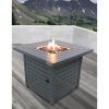 Living Source International 25" H Steel Outdoor Fire Pit Table with Lid ( Grey ) - 1