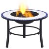 Mosaic Fire Pit Blue and White 26.8" Ceramic - Blue