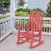 Presidential Rocking Chair HDPE Rocking Chair Fade-Resistant Porch Rocker Chair; All Weather Waterproof for Balcony/Beach/Pool Red - as Pic