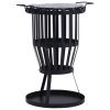 Garden Fire Pit Basket with BBQ Grill Steel 19" - Black