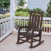 Presidential Rocking Chair HDPE Rocking Chair Fade-Resistant Porch Rocker Chair; All Weather Waterproof for Balcony/Beach/Pool Brown - as Pic