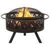 Rustic Fire Pit with Poker 29.9" XXL Steel - Black