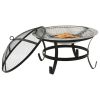 2-in-1 Fire Pit and BBQ with Poker 22"x22"x19.3" Stainless Steel - Silver