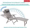 Aluminum Outdoor Folding Reclining Adjustable Chaise Lounge Chair with Cup Holder for Outdoor Patio Beach  - Gray