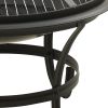 2-in-1 Fire Pit and BBQ with Poker 22"x22"x19.3" Steel - Black