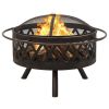 Rustic Fire Pit with Poker 29.9" XXL Steel - Black