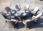 Turnbury Outdoor 9 Piece Patio Wicker Gas Fire Pit Set Round Table With Arm Chairs by Direct Wicker - brown