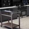 Outdoor Prep Dining Table; Movable Pizza Oven Stand;  Stainless Steel Patio Bar Cart; Patio Grilling Backyard BBQ Grill Cart - BROWN