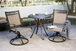 3 Piece Bistro Set, Cast Aluminum Dining Table Swivel Rocker Chairs Outdoor Patio Furniture - black gold - Aluminum Frame+ UV-resistant Sunbrella fabr