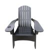 Outdoor or indoor Wood Adirondack chair with an hole to hold umbrella on the arm ; Black - as Pic