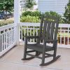 Presidential Rocking Chair HDPE Rocking Chair Fade-Resistant Porch Rocker Chair; All Weather Waterproof for Balcony/Beach/Pool Gray - as Pic