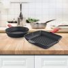 MegaChef Pre-Seasoned 4 Piece Cast Iron Set with Silicone Handles - Cast Iron