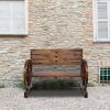 Rustic 2-Person Wooden Wagon Wheel Bench with Slatted Seat and Backrest XH - as picture