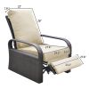 Outdoor Recliner Chair;  Automatic Adjustable Wicker Lounge Recliner Chair with 5.12'' Thicken Cushion - Khaki - Brown Wicker