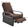 Outdoor Recliner Chair;  Automatic Adjustable Wicker Lounge Recliner Chair with 5.12'' Thicken Cushion - Brown - Espresso Wicker