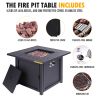 50,000 BTU Square 28 Inch/30inch  Outdoor Gas Fire Pit TableGas Firepits with Lava Rocks & Water-Proof Cover XH - 30 inch