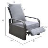 Outdoor Recliner Chair;  Automatic Adjustable Wicker Lounge Recliner Chair with 5.12'' Thicken Cushion - Gray - Brown Wicker