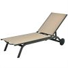 6-Position Adjustable Fabric Outdoor Patio Recliner Chair - Brown