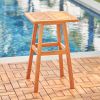 Olina Honey Fish Bone Eucalyptus Wooden Outdoor Side Table - as Pic