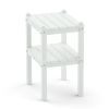 Double outdoor side table;  rectangular patio side table  in HDPE - White