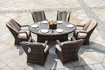 Direct Wicker Patio Wicker 7 Piece Oval Dining Set-Gray - Dark Color