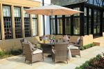 Direct Wicker Outdoor Patio Furniture 7PCS Cast Aluminum Dining Table and Chair - brown