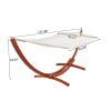 10.5ft Hammock with Wood Stand, Heavy Duty Roman Arc Pine Hammock Frame Hammock for Patio Backyard Balcony Porch, Amber Yellow & White RT - White