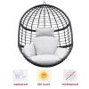 Hanging Chair;  Indoor Outdoor Hanging Egg Chair with Stand;  Durable Wicker Porch Swing Hammock Chair Sets;  Heavy Duty UV Protective Frame and Water