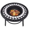 Mosaic Fire Pit Black and White 26.8" Ceramic - Black