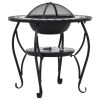 Mosaic Fire Pit Table Black and White 26.8" Ceramic - Black