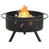 Fire Pit with Poker 29.9" XXL Steel - Black