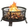 Rustic Fire Pit with Poker 26.6" XXL Steel - Black