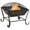 Fire Pit with Poker 24.4" XXL Steel - Black